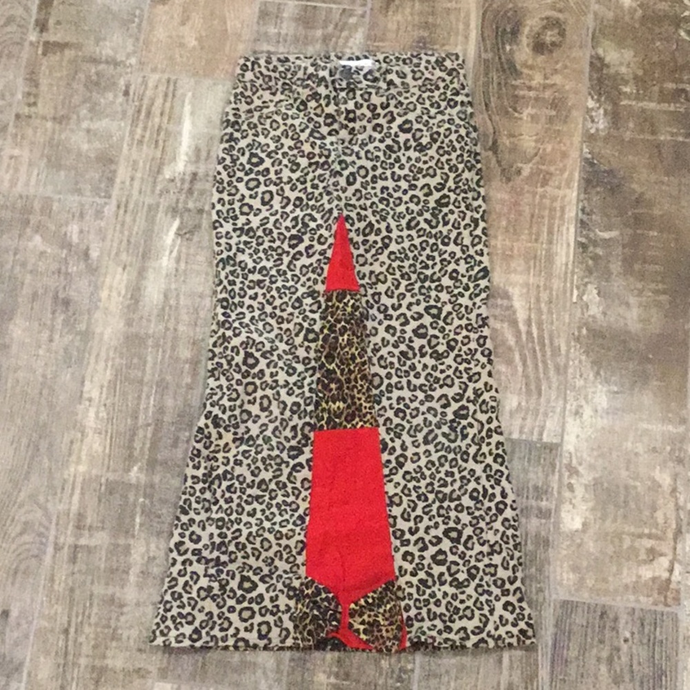 Leopard print and red custom made skirt